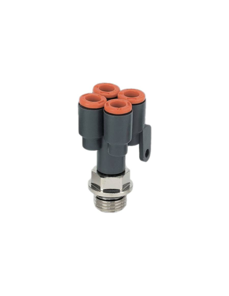 Raccordo a doppia Y entrata 1/8 e uscita diametro 4mm in tecnopolimero - Metal Work | ADAJUSA