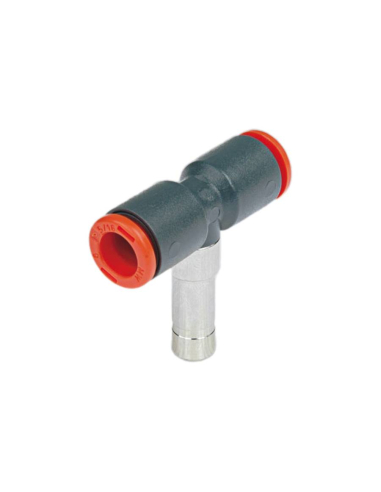 Raccordo a T per tubo da 4mm con spiga centrale in tecnopolimero da 4mm - Metal Work