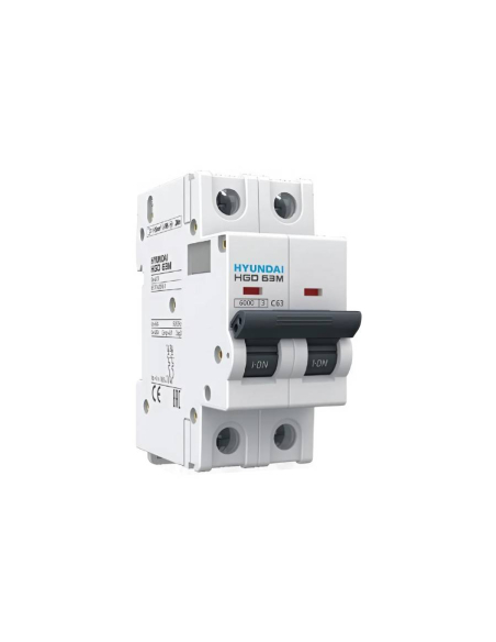 2 pole 10A bipolar magnetothermic switch Hyundai HGD63-M2P0010D | ADAJUSA | price