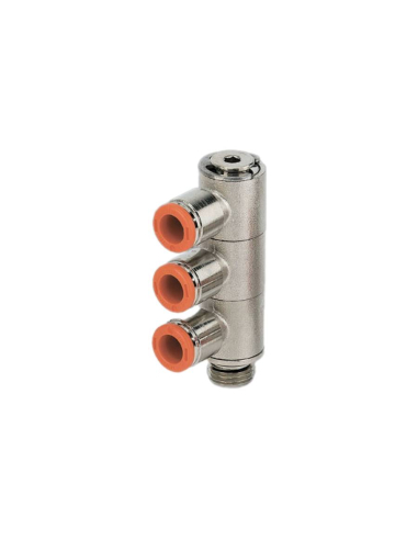 Raccordo girevole a 3 corpi tubo 1/8 diametro 4mm - Metal Work