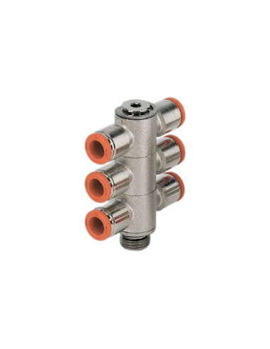Raccordo doppio girevole 3 corpi tubo 1/8 diametro 4mm - Metal Work