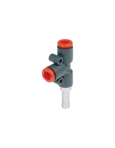 Raccordo a T per tubo da 6mm con adattatore laterale in tecnopolimero da 6mm - Metal Work