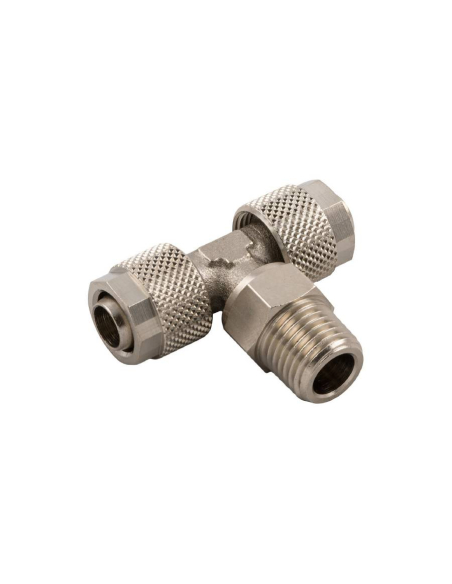Adjustable T-fitting with 1/4 conical central thread, tube 6/4 Series 1000 - Aignep | ADAJUSA