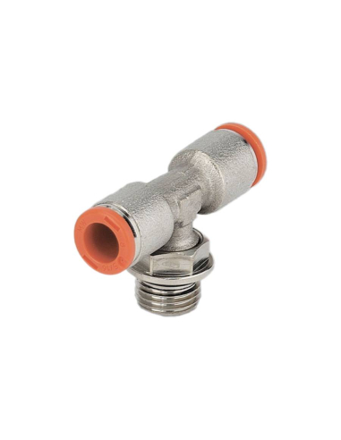 Raccordo a T girevole con filettatura centrale M5 per tubo da 6 mm - Metal Work