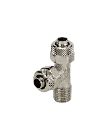 Raccordo a T con filetto lato maschio conico 1/8 tubo 8/6 Serie C - Metal Work
