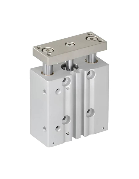 Double guide pneumatic cylinder 50x25mm double acting sliding bushing compatible SMC - Mindman | ADAJUSA | price