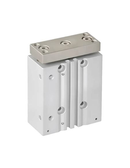 Double guide pneumatic cylinder 63x75mm double acting sliding bushing compatible SMC - Mindman | ADAJUSA | price