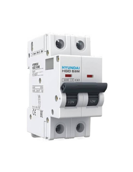 DC 2 pole 16A bipolar magnetothermic switch Hyundai HGD63-D2P016C | ADAJUSA | price