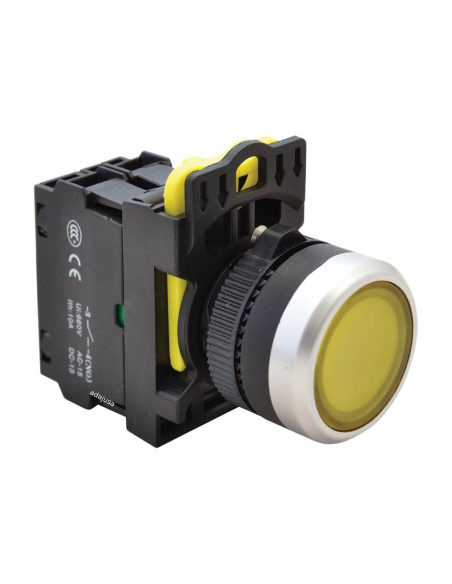 Pulsante elettrico illuminato giallo 22mm in plastica NYG3-LY | ADAJUSA | prezzo
