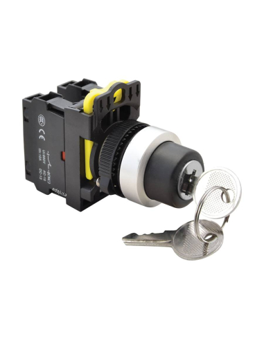 2-position key selector with open (NO) and closed (NC) contact return - NY Series