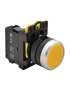 Yellow electric pushbutton with 22mm interlocking in plastic NYK-Y | ADAJUSA | Price