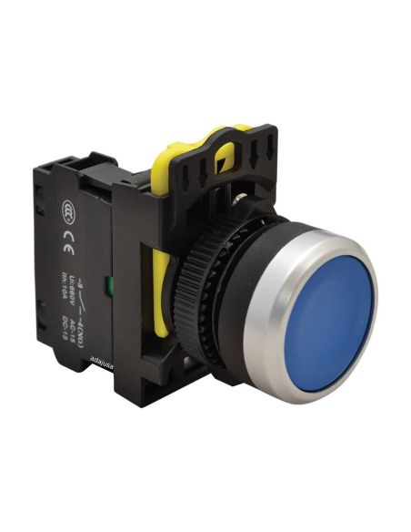 Pulsante elettrico blu con interblocco 22mm in plastica NYK3-B | ADAJUSA | prezzo