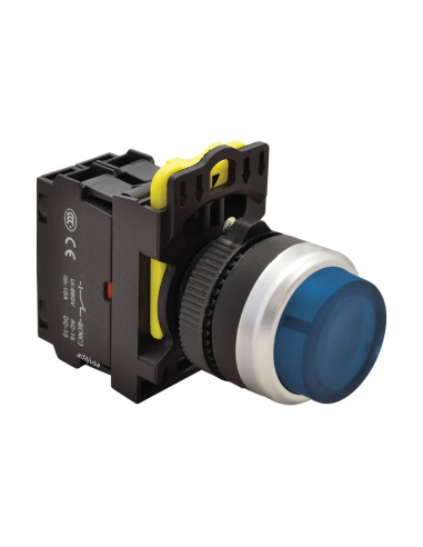 Blue illuminated pushbutton with open contact (NO) - NY Series
