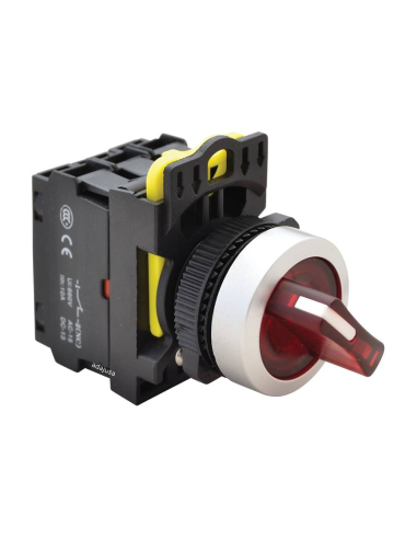 Red luminous selector 2 positions with return contacts open (NO) and closed (NC) - NY Series