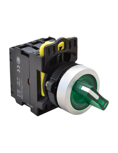 Green luminous selector 2 positions with return contacts open (NO) and closed (NC) - NY Series