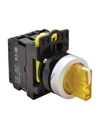 Yellow luminous selector 3 positions open (NO) and closed (NC) contacts - NY Series