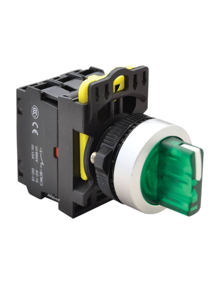 Selettore luminoso verde a 3 posizioni con ritorno 2NA 22mm NYK3-SL34G : ADAJUSA : prezzo