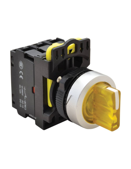 Yellow luminous selector 3 positions with return 2NA 22mm NYK3-SL34Y | ADAJUSA : price
