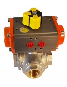 Valvola "L" 1/4 a 3/2 vie con attuatore rotativo pneumatico 2