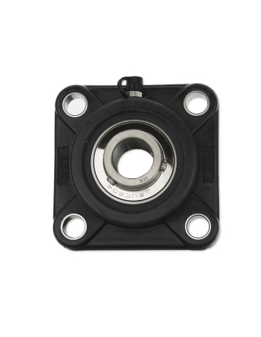 Staffa quadrata nera autoallineante in termoplastica UCF205P con cuscinetto albero in acciaio inox SSUC-204 25mm ISB | ADAJUSA |