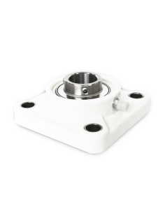 Staffa quadrata bianca autoallineante in termoplastica UCF207PB con cuscinetto albero in acciaio inox SSUC-207 35 mm ISB | ADAJU